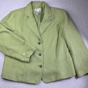 Dressbarn Vibrant Green Suede Like Blazer Size 16w